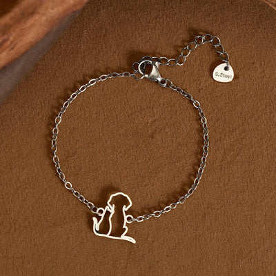 Buddha Stones Titanium Steel Minimalist Dog Cat Pendant Protection Chain Bracelet - Silver (Wrist Circumference: 14-17cm) - image 6