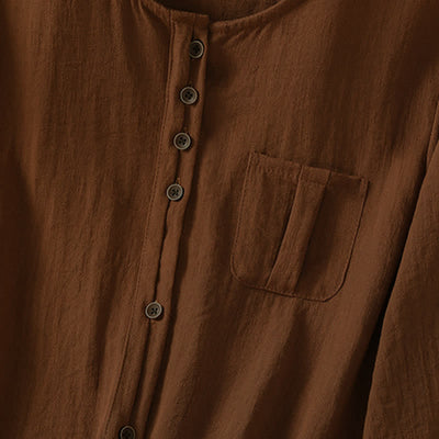 Buddha Stones Spring Casual Minimalist Button-Up Solid Women's Three-Quarter Sleeve Shirts With Patch Pocket - image 4