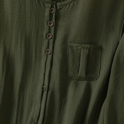 Buddha Stones Spring Casual Minimalist Button-Up Solid Women's Three-Quarter Sleeve Shirts With Patch Pocket - image 20