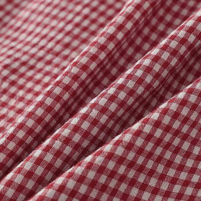 Buddha Stones Summer Casual Vintage Button-Up Red Plaid Crew Neck Women's Short Sleeve Shirts - image 10