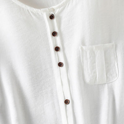 Buddha Stones Spring Casual Minimalist Button-Up Solid Women's Three-Quarter Sleeve Shirts With Patch Pocket - image 33
