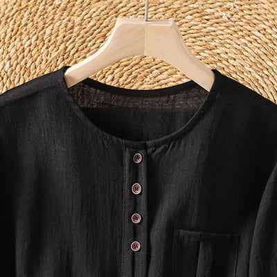 Buddha Stones Spring Casual Minimalist Button-Up Solid Women's Three-Quarter Sleeve Shirts With Patch Pocket - image 27