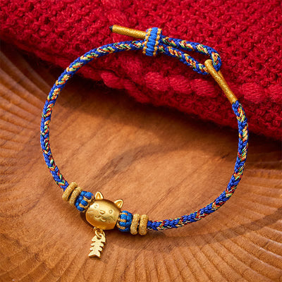 Buddha Stones Copper Cat Fish Multiple Colors String Balance Bracelet - Blue(Wrist Circumference: 14–16cm) - image 10