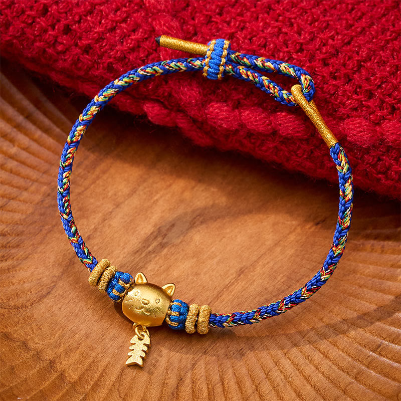 Buddha Stones Copper Cat Fish Multiple Colors String Balance Bracelet - Blue(Wrist Circumference: 14–16cm) - image 10