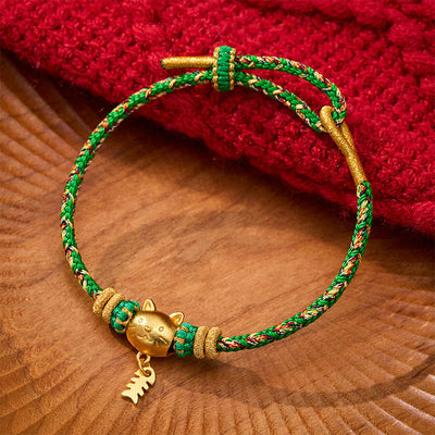 Buddha Stones Copper Cat Fish Multiple Colors String Balance Bracelet - Green(Wrist Circumference: 14–16cm) - image 15