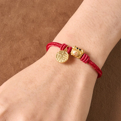 Buddha Stones Fu Character Chinese Coin Red String Fortune Bracelet - image 4