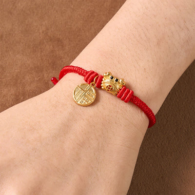 Buddha Stones Fu Character Chinese Coin Red String Fortune Bracelet - image 14