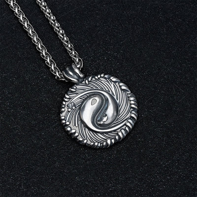 Buddha Stones Copper Yin Yang Koi Fish Balance Round Pendant Necklace - image 2