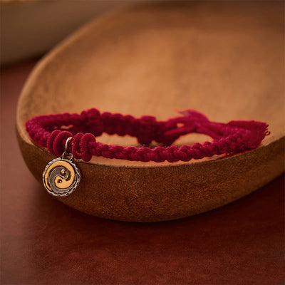 Buddha Stones Copper Yin Yang Red String Balance Bracelet - Dark Red String - image 10