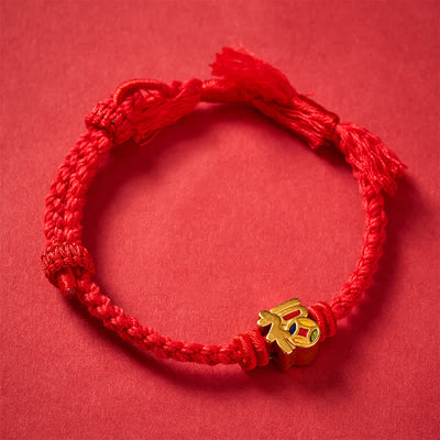 Buddha Stones Fu Character Red String Balance Tibet Adjustable Bracelet - image 3