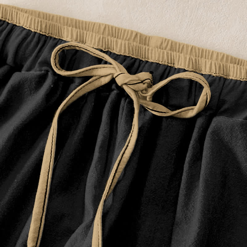 Buddha Stones Pure Cotton Mystic Sun Face Pattern Women's Elastic Waist Pants With Pockets - image 1