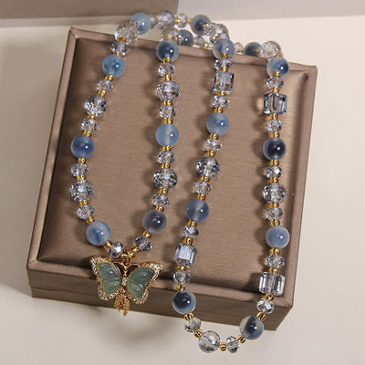 Buddha Stones Blue Candy Agate Butterfly Confidence Layered Bracelet - image 3