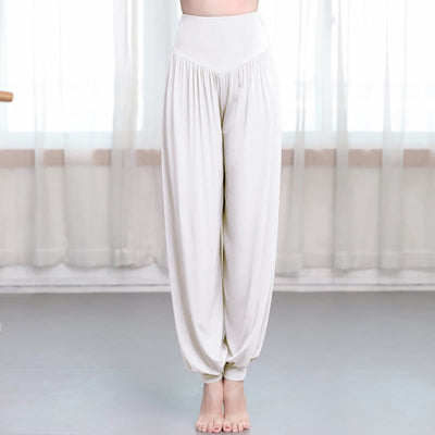 Buddha Stones Plain Color Loose Modal Yoga Dance Harem Pants - White - US12，UK/AU16，EU44 (3XL) - image 16
