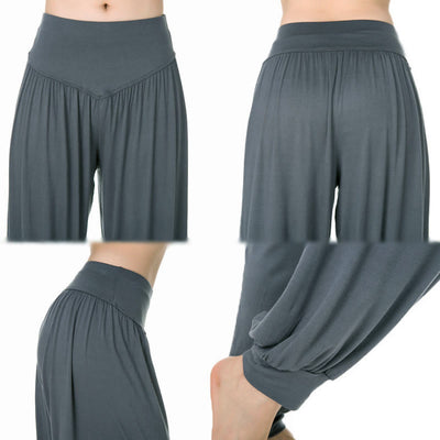 Buddha Stones Plain Color Loose Modal Yoga Dance Harem Pants - image 15