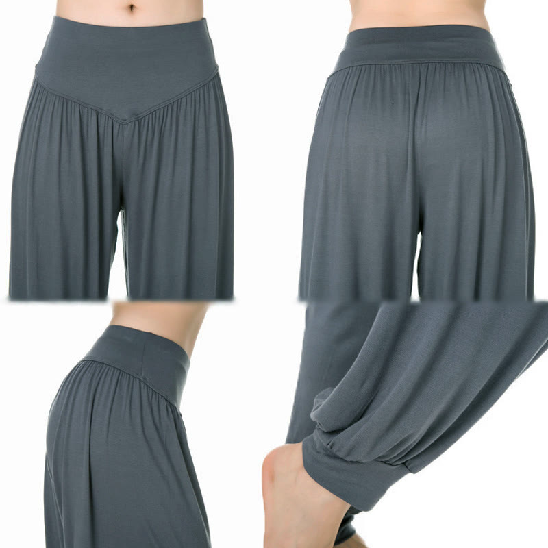 Buddha Stones Plain Color Loose Modal Yoga Dance Harem Pants - image 15