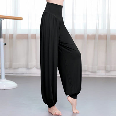 Buddha Stones Plain Color Loose Modal Yoga Dance Harem Pants - Black - US12，UK/AU16，EU44 (3XL) - image 0