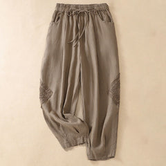 Buddha Stones Summer Women's Drawstring Harem Pants With Pockets - Tan - US8-10，UK/AU12-14，EU40-42 (2XL) - image 0