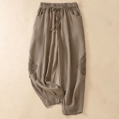 Buddha Stones Summer Women's Drawstring Harem Pants With Pockets - Tan - US8-10，UK/AU12-14，EU40-42 (2XL) - image 0
