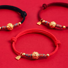 Buddha Stones 999 Sterling Silver Red String Protection Hand-Woven Bracelet - image 0