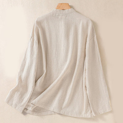Buddha Stones Casual Buttons Crew Neck Women's Long Sleeve Shirt With Pockets - image 17