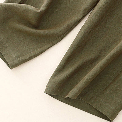 Buddha Stones Casual Plain Women's Elastic Waist  Wide Leg Pants With Pockets - image 3