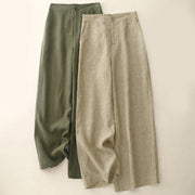Foviel Casual Plain Damen elastische Taille weites Bein Hose mit Taschen