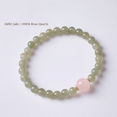 Buddha Stones Jade Rose Quartz Harmony New Chinese Style Bracelet - image 2