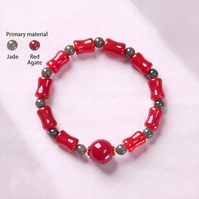Buddha Stones New Chinese Red Agate Bamboo Design Growth Bracelet - image 2