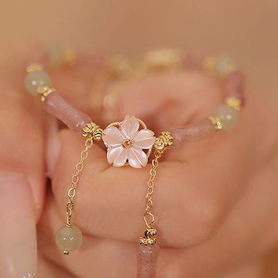 Buddha Stones Strawberry Quartz Bamboo Hetian Jade Romantic Bracelet - image 14