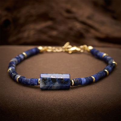 Buddha Stones Amethyst Amazonite Strawberry Quartz Sodalite Truth Faceted Cylinder Accent Bracelet - Sodalite(Wrist Circumference: 5.9–7.1 in / 15–18 cm) - image 12