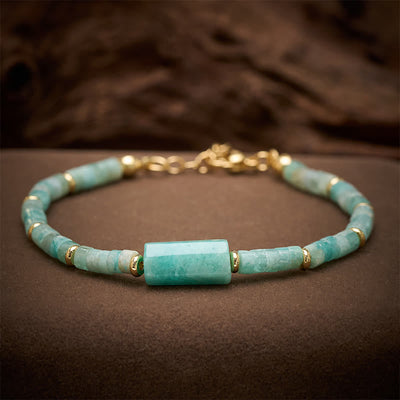 Buddha Stones Amethyst Amazonite Strawberry Quartz Sodalite Truth Faceted Cylinder Accent Bracelet - Amazonite(Wrist Circumference: 5.9–7.1 in / 15–18 cm) - image 4