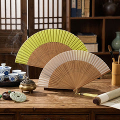 Buddha Stones Dual Tone Bamboo Folding Eastern Style Fan - image 0