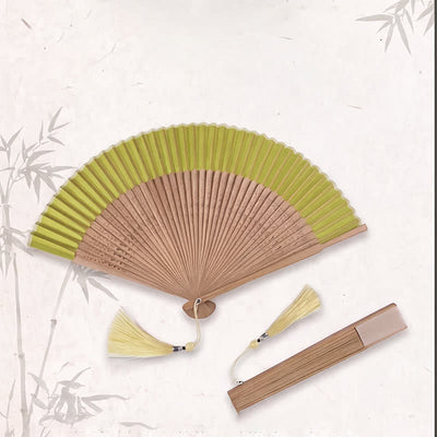 Buddha Stones Dual Tone Bamboo Folding Eastern Style Fan - image 3