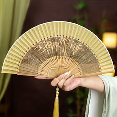 Buddha Stones Vintage Hollow Carved Bamboo Butterfly Fan of Transformation - Bamboo - image 0