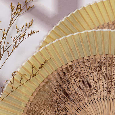 Buddha Stones Vintage Hollow Carved Bamboo Butterfly Fan of Transformation - image 4
