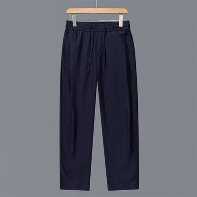 Buddha Stones Spring Summer Casual Drawstring Solid Linen Long Pants Men's Straight Leg Pants With Pockets - MidnightBlue - US/UK/AU42，EU52 (3XL) - image 10