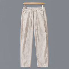 Buddha Stones Spring Summer Casual Drawstring Solid Linen Long Pants Men's Straight Leg Pants With Pockets - Linen - US/UK/AU42，EU52 (3XL) - image 0