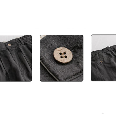 Buddha Stones Spring Summer Casual Drawstring Zipper Design Solid Linen Long Pants Men's Straight Leg Pants With Pockets - image 7