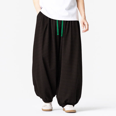 Buddha Stones Fall Casual Minimalist Drawstring Striped Design Ankle Pants Men's Straight Leg Pants With Pocket - image 1