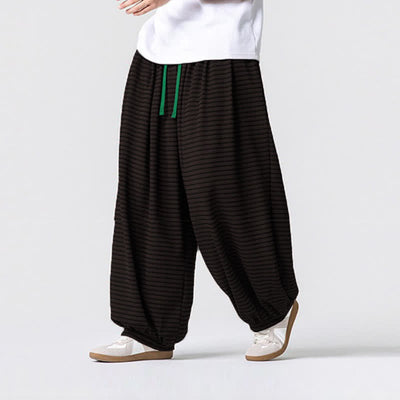 Buddha Stones Fall Casual Minimalist Drawstring Striped Design Ankle Pants Men's Straight Leg Pants With Pocket - image 2