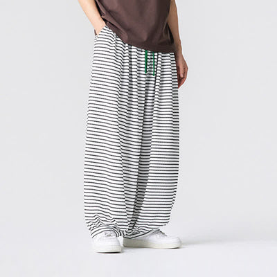 Buddha Stones Fall Casual Minimalist Drawstring Striped Design Ankle Pants Men's Straight Leg Pants With Pocket - image 19