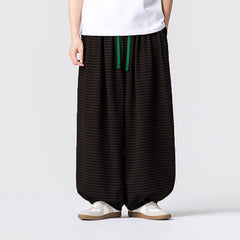 Buddha Stones Fall Casual Minimalist Drawstring Striped Design Ankle Pants Men's Straight Leg Pants With Pocket - SaddleBrown - US/UK/AU42, EU52 (3XL) - image 0