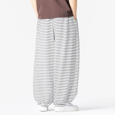 Buddha Stones Fall Casual Minimalist Drawstring Striped Design Ankle Pants Men's Straight Leg Pants With Pocket - image 18