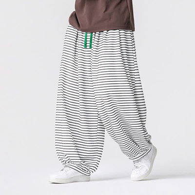 Buddha Stones Fall Casual Minimalist Drawstring Striped Design Ankle Pants Men's Straight Leg Pants With Pocket - image 16