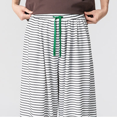Buddha Stones Fall Casual Minimalist Drawstring Striped Design Ankle Pants Men's Straight Leg Pants With Pocket - image 22