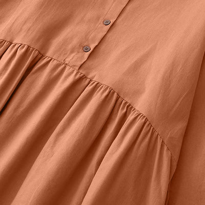 Buddha Stones Spring Fall Casual Tang Style Mandarin Collar Solid Women's Long Sleeve Dress With Pockets - image 14