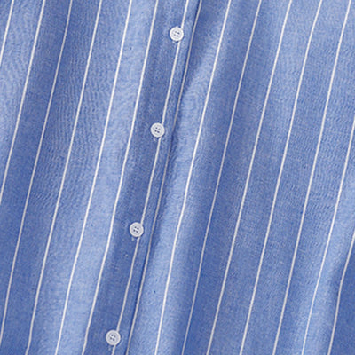 Buddha Stones Spring Casual Minimalist Button-Up Striped Women's Long Sleeve Dresses - image 3