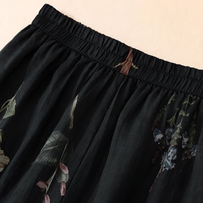 Buddha Stones Spring Summer Boho Floral Ankle Pants Women's Wide Leg Pants With Pockets - image 1