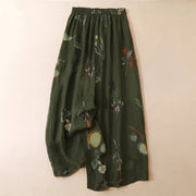 Foviel Spring Summer Boho Floral Ankle Pants Women's Wide Leg Pants With Pockets