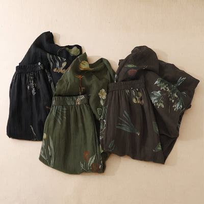 Buddha Stones Spring Summer Boho Floral Ankle Pants Women's Wide Leg Pants With Pockets - image 26